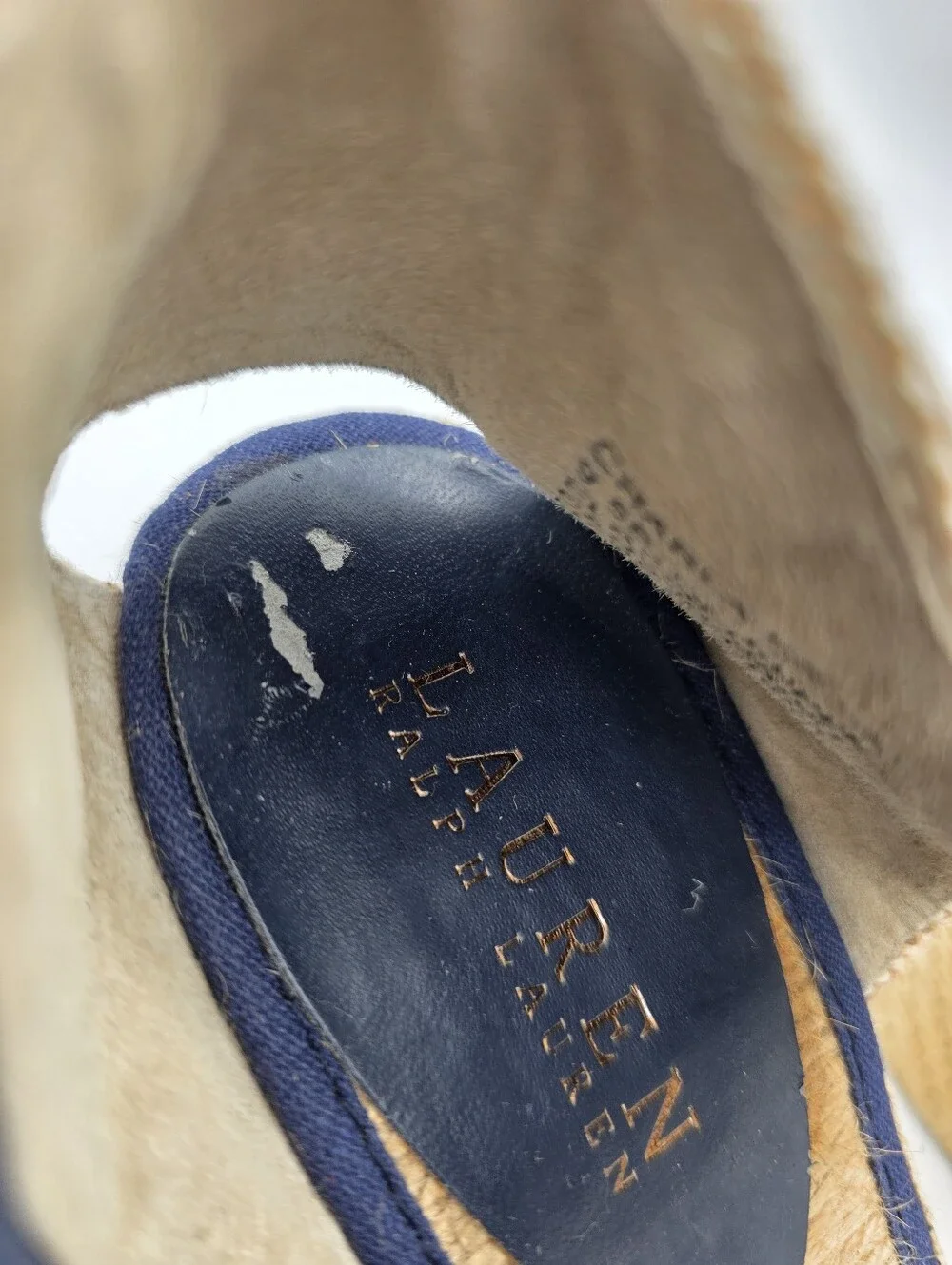 Lauren Ralph Lauren‎ Navy Espadrille Wedges Stripe Size 9.5